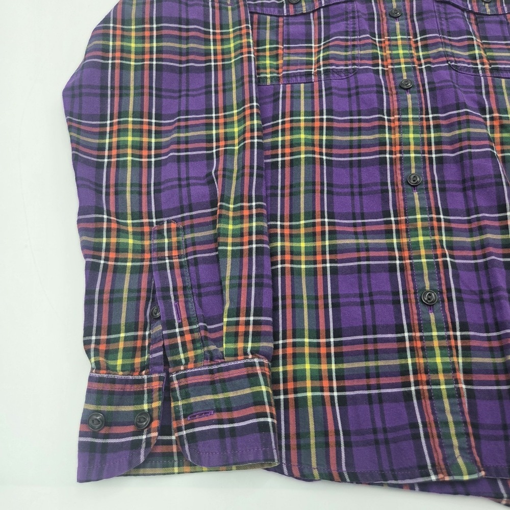 LRL Jeans Co Ralph Lauren Women PM Shirt-Cotton Purple Plaid Button Up Top - Picture 4 of 13